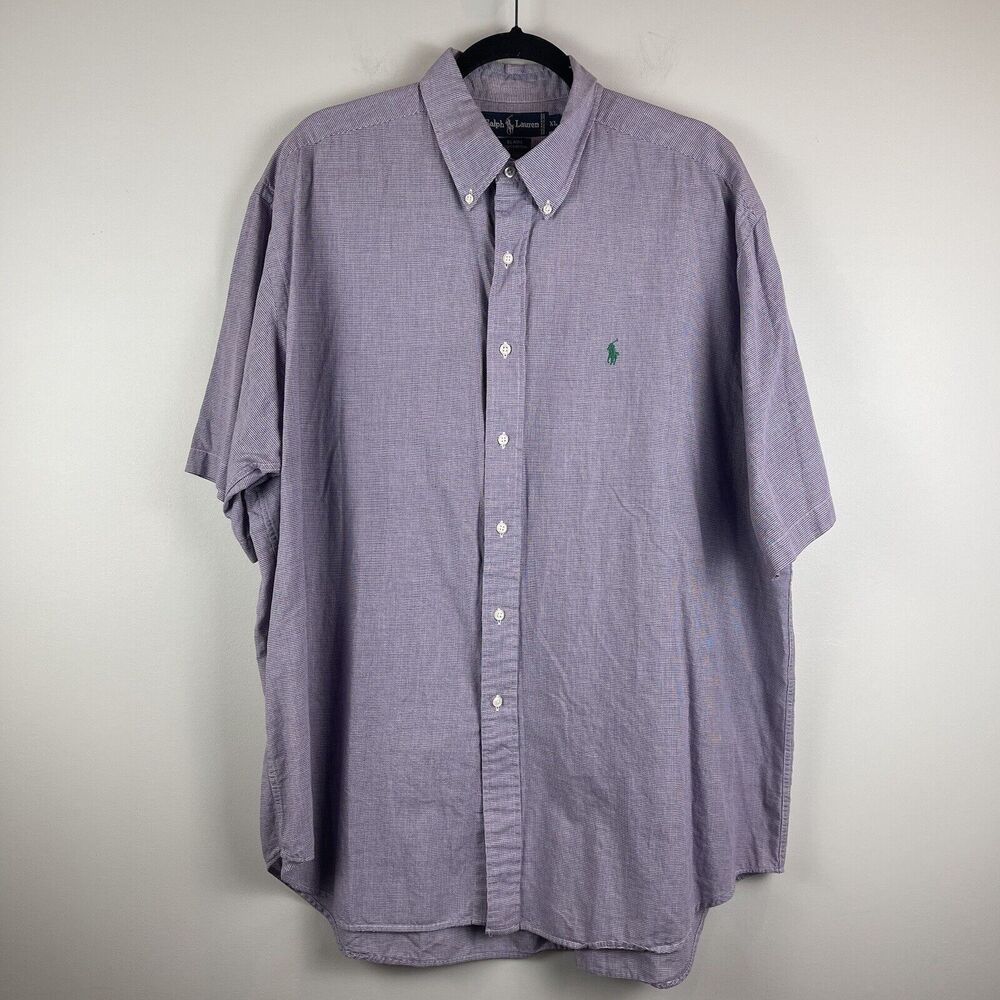 Vintage Ralph Lauren Mens Shirt XL Purple Blaire Pony Casual Button Down Preppy‎